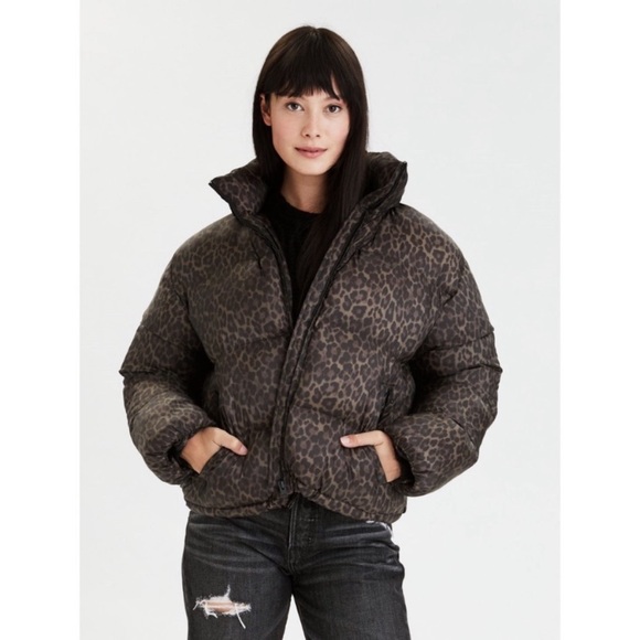 American eagle cheetah print puffer jacket sz xs - Picture 1 of 11